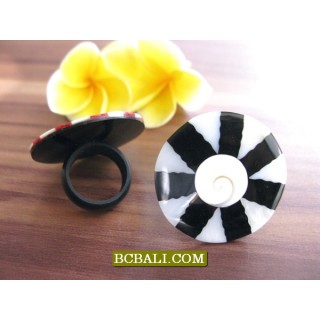 Balinese Seashells Finger Rings Resin Motif 